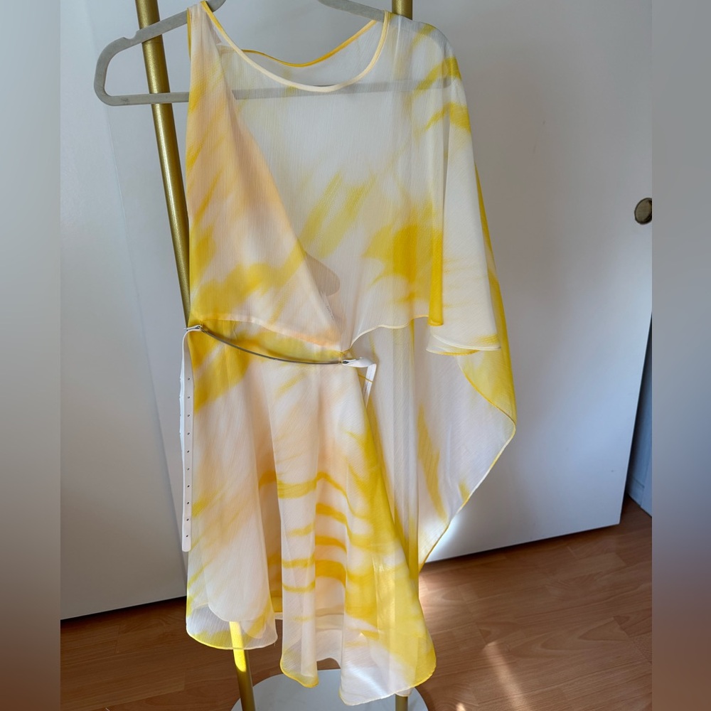Halston Heritage Yellow and Cream Dress